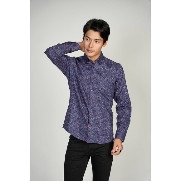 Luchiano Visconti FW22 LEO Square Pattern King Cotton Shirt - Picture 2 of 6